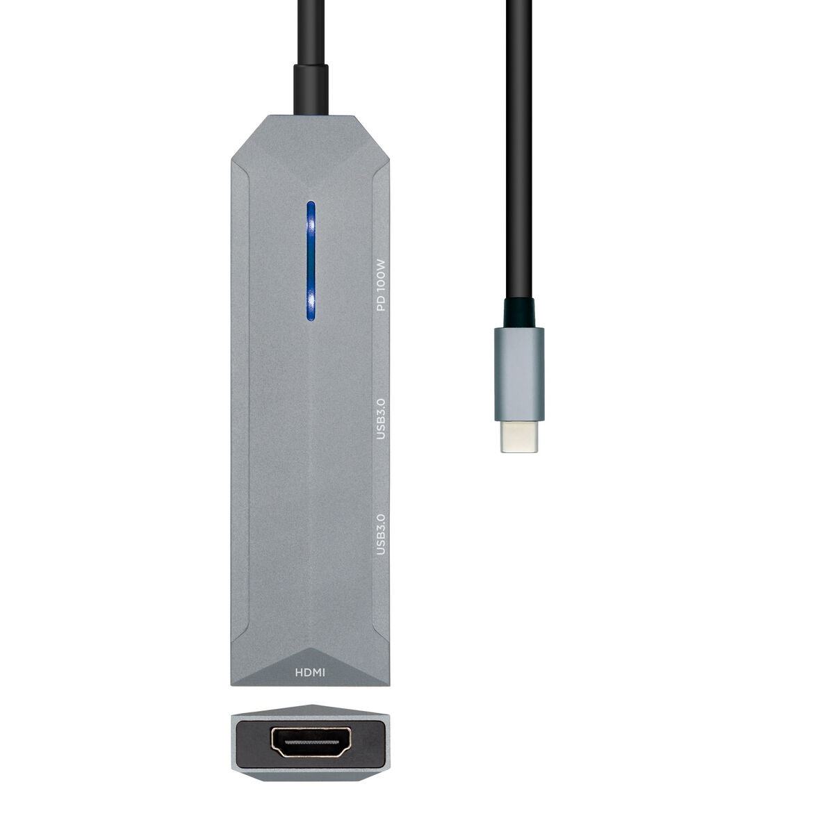 USB Hub Aisens ASUC-4P002-GR Svart Grå